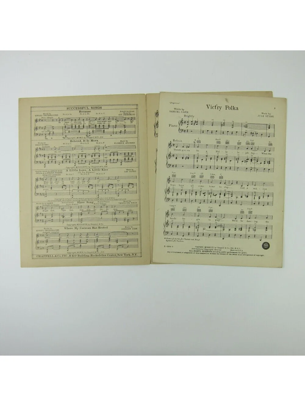 Sheet Music Vict'ry Polka Victory Samuel Cahn Jule Styne Patriotic Vintage 1943